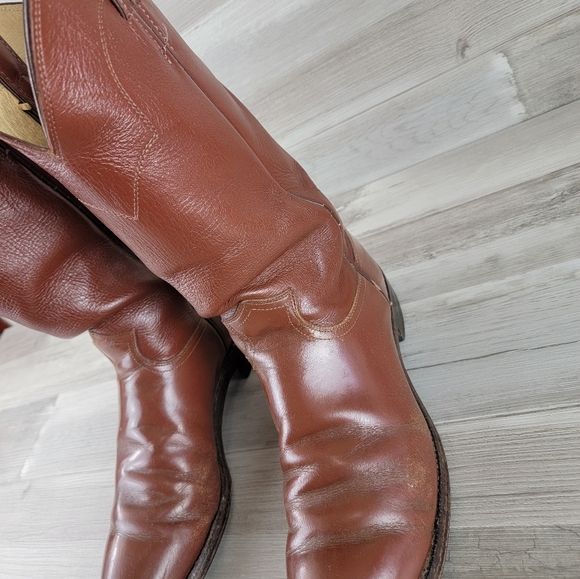 Vintage Justin Western Leather Cowboy Boots Size 10.5D USA Made - Picture 10 of 16